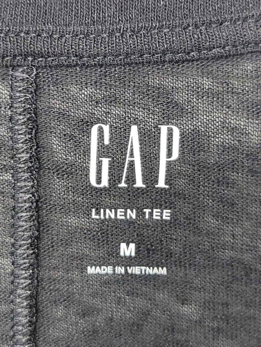 Gap Black Linen Blend V Neck Tee M Coastal Minimalist Slouchy Luxe Basic - Picture 8 of 9